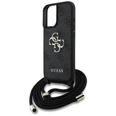 Guess 4G Big Logo Cord Strap Crossbody - Pouzdro pro iPhone 16 (černý)