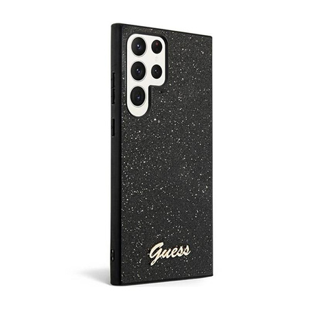 Guess Glitter Flakes Metal Logo Case - pouzdro pro Samsung Galaxy S24 Ultra (černé)