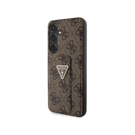 Pouzdro Guess Grip Stand 4G Triangle Strass Logo - Samsung Galaxy S24+ (hnědé)
