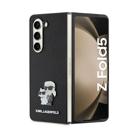 Karl Lagerfeld NFT Saffiano Karl & Choupette Pin - Samsung Galaxy Z Fold 5 Tasche (schwarz)
