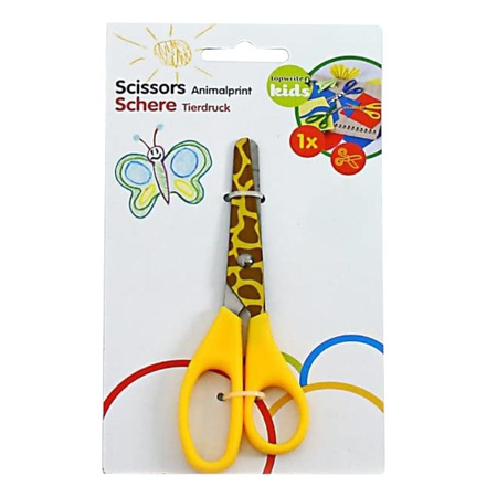 Topwrite - Scissors 13 cm with animal pattern (Yellow / Giraffe)