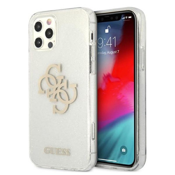 Coque Guess Glitter 4G Big Logo - iPhone 12 / iPhone 12 Pro Case (Transparent)