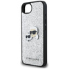 Karl Lagerfeld Fixed Glitter Karl & Choupette Heads Metall Pin - Etui für iPhone 16e (silber)