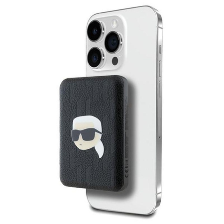 Karl Lagerfeld Karl Head Pin MagSafe - Indukční powerbanka 5000 mAh 15W (černá)