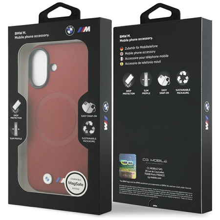 Etui do iPhone 17 do MagSafe BMW M Oryginalny Skórzany Czerwony Case