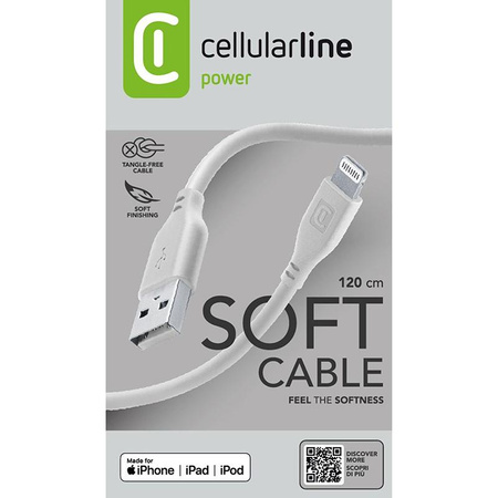 Cellularline Soft Cable - USB-A to Lightning cable MFi certified 1.2 m (grey)