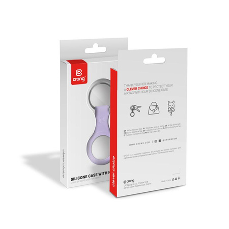 Crong Silicone Case with Key Ring - Ochranné pouzdro pro kroužek na klíče Apple AirTag (fialové)