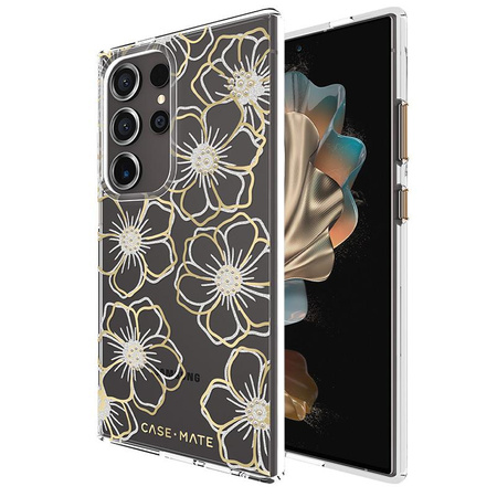 Case-Mate Floral Gems - Schutzhülle für Samsung Galaxy S24 Ultra (Gold)