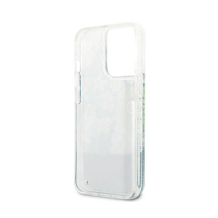 Guess Liquid Glitter Flower – Cover for iPhone 13 Pro (Blue/green)