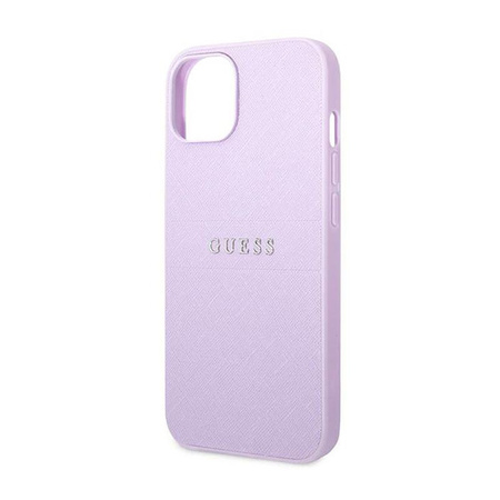 Guess Saffiano Metall-Logo-Streifen - iPhone 14 Plus Tasche (lila)