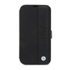 BMW Booktype Leather Textured & Stripe - Case for iPhone 14 Pro (Black)