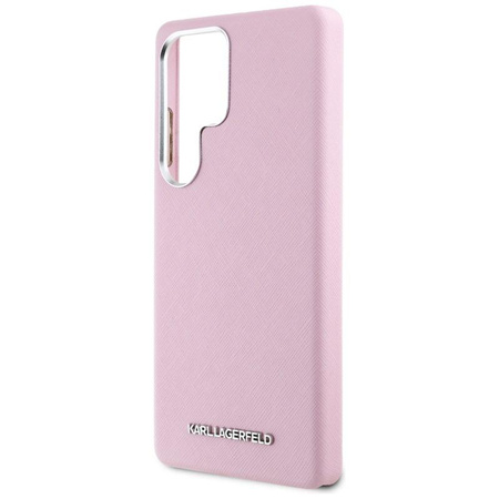 Karl Lagerfeld Saffiano Logo métal allongé MagSafe - étui pour Samsung Galaxy S25 Ultra (rose)