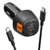 Spigen Essential EV1133 – Autoladegerät 2x USB-C PD und USB-A QC3.0 113W + 100W, USB-C-Kabel, 1m (Schwarz)