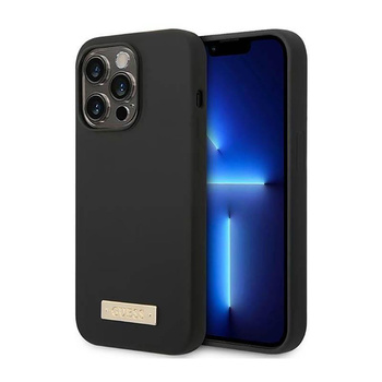 Guess Silicone Logo Plate MagSafe - pouzdro pro iPhone 14 Pro Max (Black)