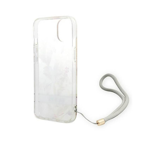 Guess Flower Cord - pouzdro pro iPhone 14 Plus (fialové)
