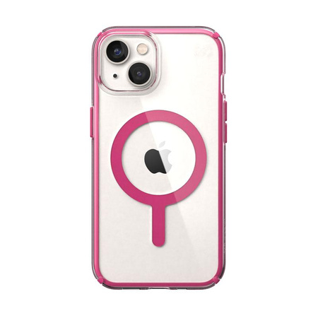 Speck Presidio Perfect-Clear with Impact Geometry + MagSafe - Etui iPhone 14 / iPhone 13 z powłoką MICROBAN (Clear / Digital Pink)