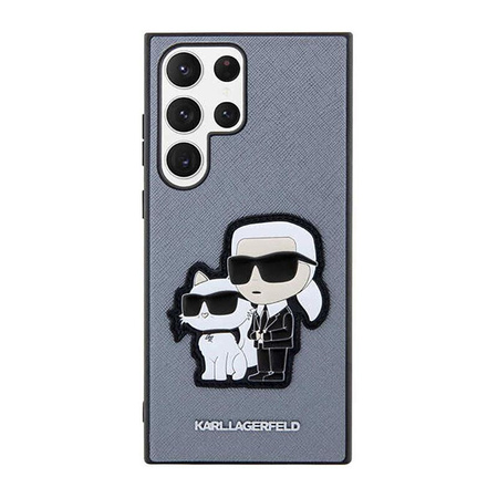 Karl Lagerfeld NFT Saffiano Karl & Choupette - Étui Samsung Galaxy S23 Ultra (gris)
