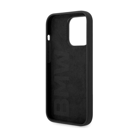 BMW szilikon fém logó - iPhone 15 Pro Max tok (fekete)