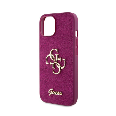 Guess Glitter Script Big 4G - iPhone 15 Tasche (lila)