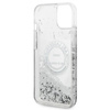 Karl Lagerfeld Liquid Glitter Round RSG Logo Case - pouzdro pro iPhone 14 Plus (stříbrné)