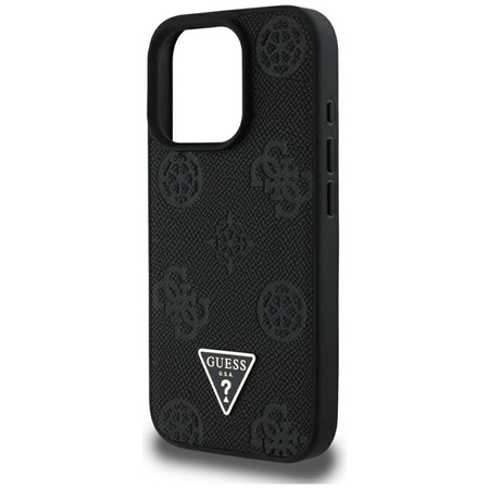 Guess Grained Hot Stamp Peony Triangle Logo MagSafe - Pouzdro pro iPhone 16 Pro Max (černá)