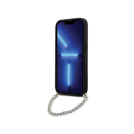 Karl Lagerfeld Saffiano Monogram Chain - Hülle für iPhone 14 Pro Max (Silber)