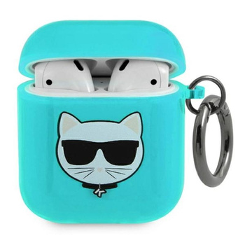 Karl Lagerfeld Choupette Head - Airpods tok (fluo kék)