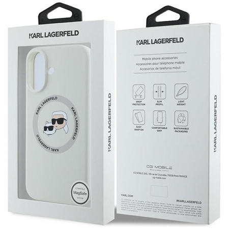 Karl Lagerfeld Silicone Double Heads And Circle MagSafe - Coque pour iPhone 16 (beige)