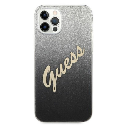 Guess Glitter Gradient Script - iPhone 12 Pro Max Tasche (Schwarz)