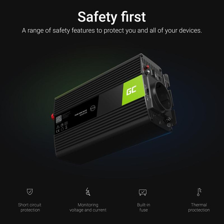 Green Cell - Měnič napětí Inverter 12V na 230V 300W/600W Modifikovaná sinusoida