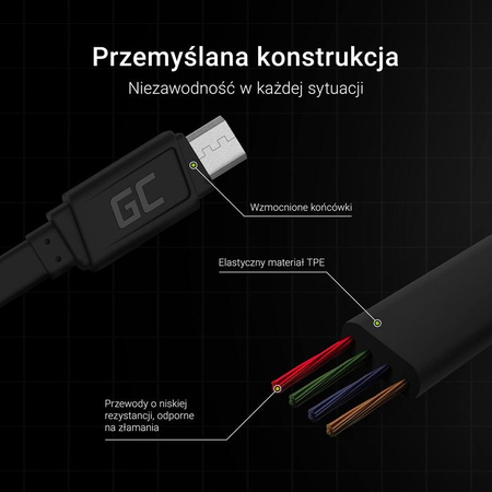 Green Cell GCmatte - Kabel Micro USB 25 cm s podporou rychlého nabíjení