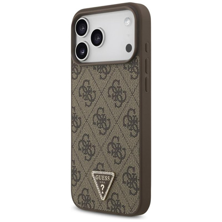 Guess Leather 4G Triangle Strass MagSafe - Hülle iPhone 17 Pro Max (braun)