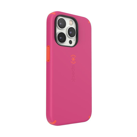 Speck CandyShell Pro + MagSafe - Coque pour iPhone 14 Pro avec revêtement MICROBAN (Digital Pink / Energy Red)