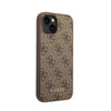Guess 4G Metal Gold Logo - pouzdro pro iPhone 15 Plus (hnědé)