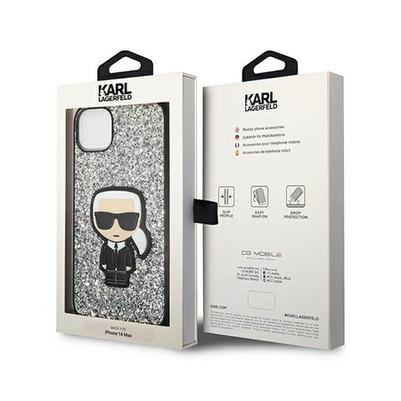 Karl Lagerfeld Glitter Flakes Ikonik - Case for iPhone 14 Plus (Silver)