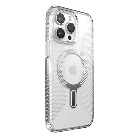 Speck Presidio Perfect-Clear Grip ClickLock & MagSafe - pouzdro pro iPhone 15 Pro Max (čiré / chromované provedení / stříbrná barva)