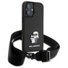 Karl Lagerfeld Saffiano Karl & Choupette Metal Pin CBDY Strap - Hülle für iPhone 16 (schwarz)