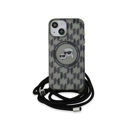 Karl Lagerfeld IML Crossbody Monogram Karl & Choupette Head MagSafe - Hülle für iPhone 15 / 14 / 13 (schwarz)