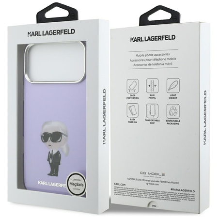 Karl Lagerfeld IML Aquarelle Karl & Choupette & Logo MagSafe - Case iPhone 17 Pro Max (Purple)