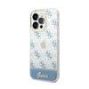 Guess 4G Stripe Script Logo Electroplated Pattern - Coque pour iPhone 14 Pro (bleu)