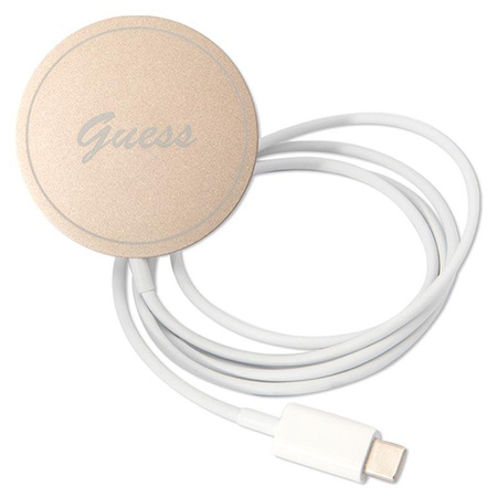 Guess Bundle Pack MagSafe 4G - MagSafe iPhone 12 / iPhone 12 Pro Tasche + Ladegerät Set (braun/gold)