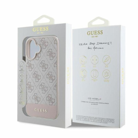 Guess 4G Bottom Stripe - Case for iPhone 16 (pink)