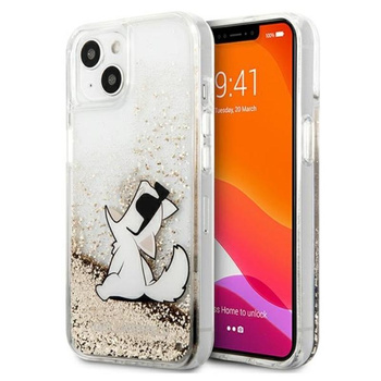 Karl Lagerfeld Liquid Glitter Choupette Fun - pouzdro pro iPhone 13 Mini (zlaté)