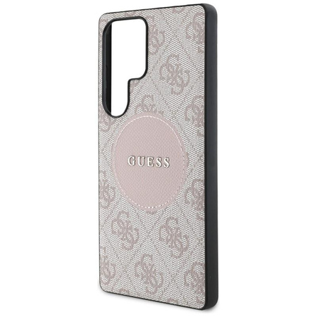 Guess 4G Round Patch Classic Logo MagSafe - Pouzdro pro Samsung Galaxy S25 Ultra (růžový)
