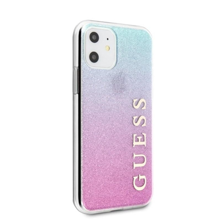 Guess Glitter Gradient - iPhone 11 Tasche (Rosa/Blau)