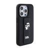 Karl Lagerfeld Gripstand Saffiano Karl & Choupette Pins - iPhone 15 Pro Max Case (Black)
