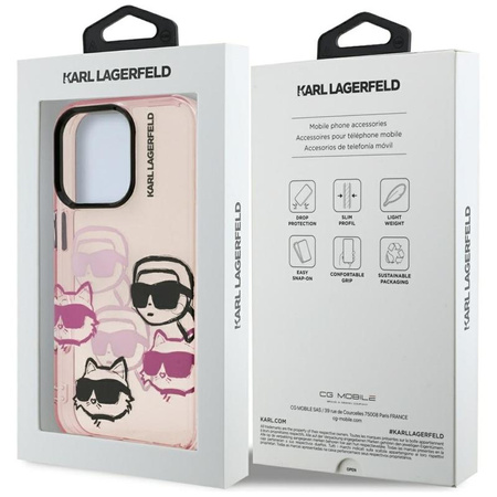 Karl Lagerfeld IML Multi K&C Head Pattern - Case for iPhone 16 Pro Max (pink)