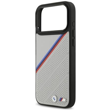 Custodia MagSafe con logo in metallo tricolore BMW M per iPhone 17 Pro Max (grigio)