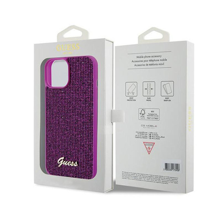 Guess Disco Metal Script - Coque iPhone 15 (fuchsia)