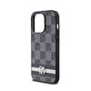 DKNY Leather Checkered Mono Pattern & Printed Stripes - iPhone 14 Pro Case (black)